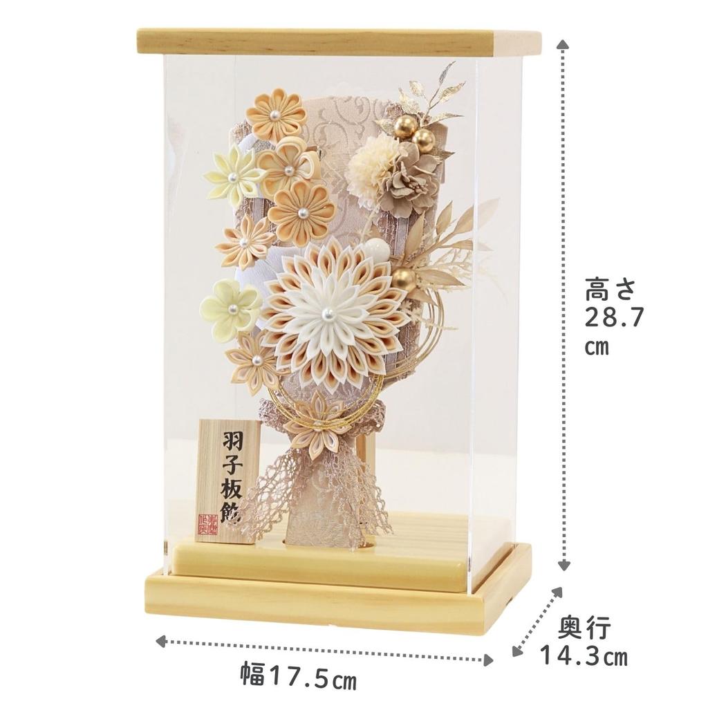 Hagoita Display Size Cypress Hair Acrylic Height M2613 (battledore) Case, 7, Wood, Tsumami-zaiku (hand-crafted), Ornament, Case, 28.7cm,