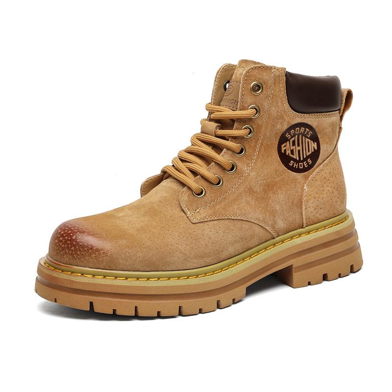 Martin boots men's British style autumn and winter velvet tooling snow boots men's medium yellow boots 6516-K