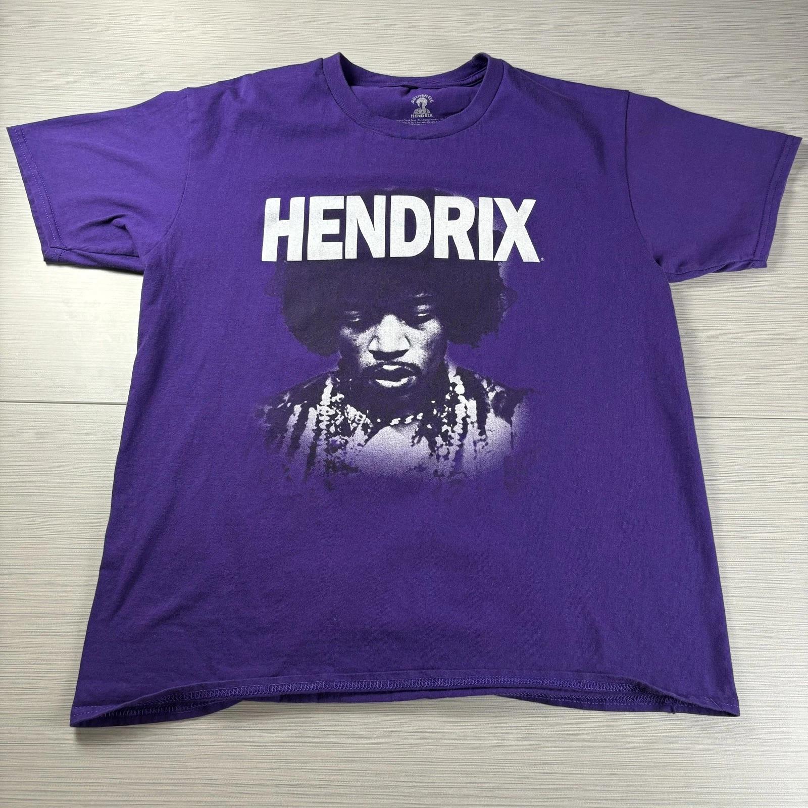 Jimi Hendrix Shirt Mens Large Purple Authentic Hendrix Graphic Tee Rock Music S