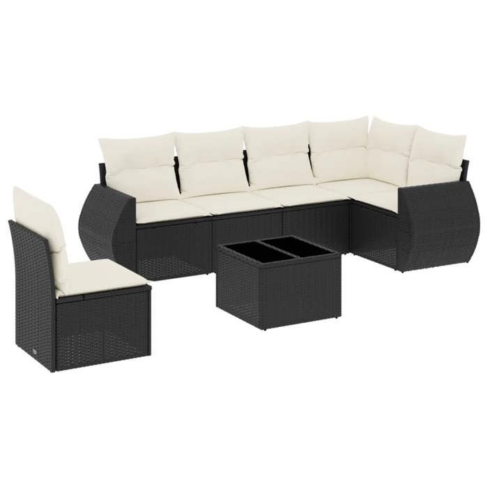 VidaXL Garden Lounge Set with Cushions 7 Pcs, Patio Sofas, Patio Furniture Set, Outdoor Furniture, Black 3221435