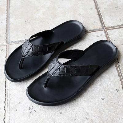 Men Leather Slippers Mens Flip Flops Slides Casual Outdoor Summer Italian Designer Classic Black Beach Footwear Male 2022 Newest
