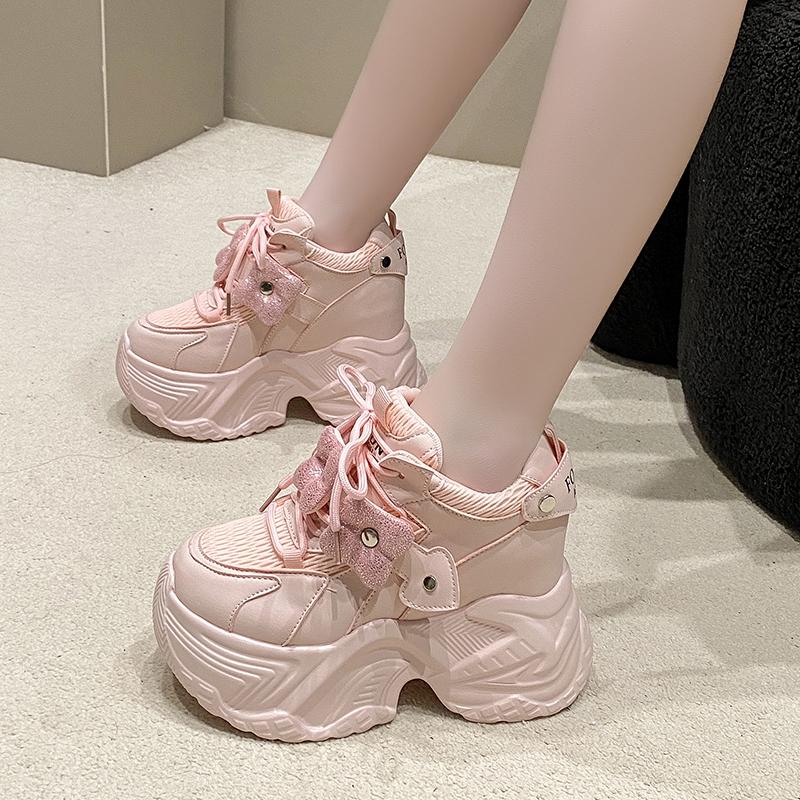 10CM Women Casual Platform Sneakers High Heels New Spring Sports Vulcanized Shoes Cute Trainers Chunky Sneakers Zapatos Mujer