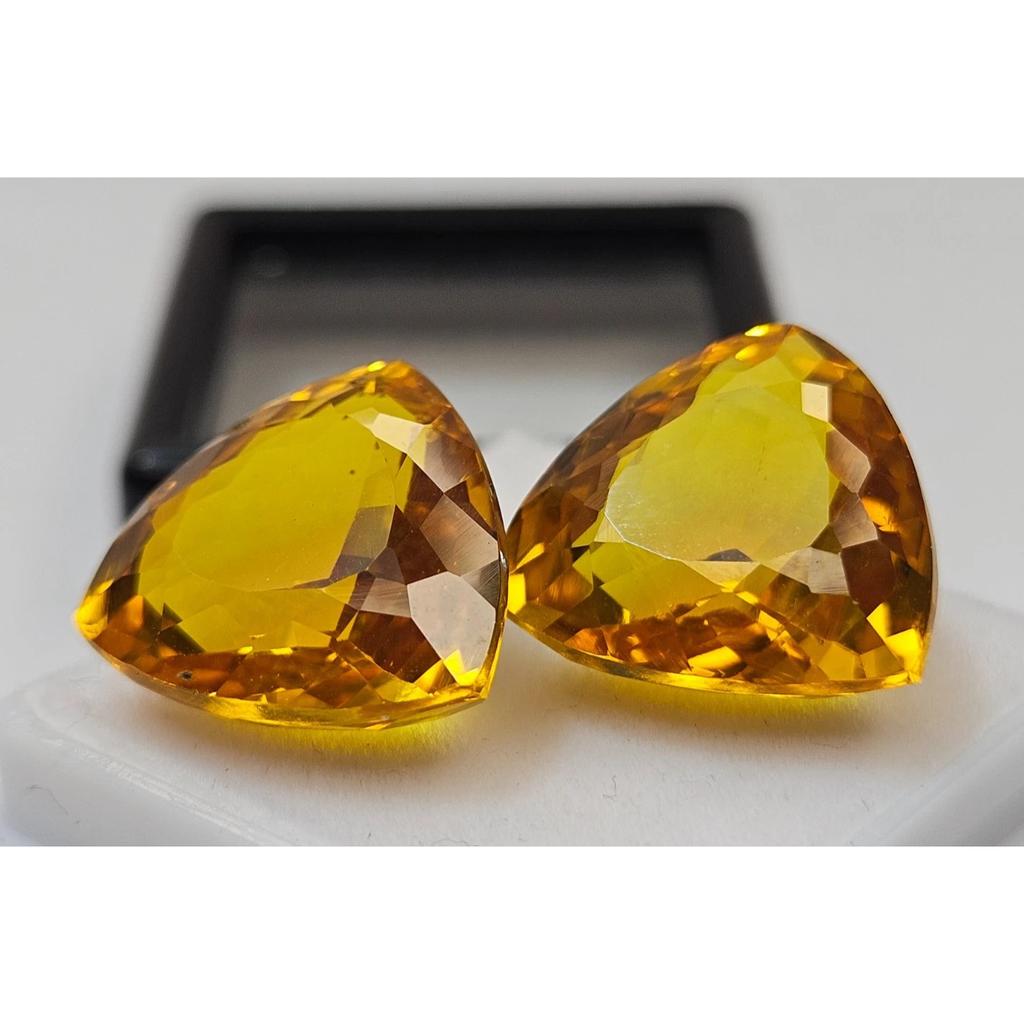 Orange Yellow Sapphire Natural 25+ Ct Trillion Cut Pair Fabulous Loose Gemstone