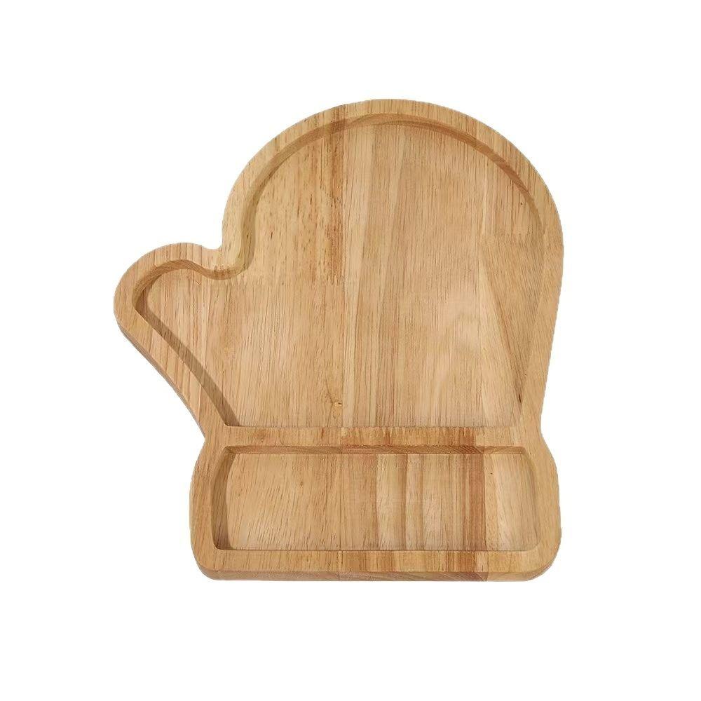 Wood Christmas Storage Tray Divided Compartments Gingerbread-Shaped Design Divided Tray Xmas Gloves Non-Food Contact Surface