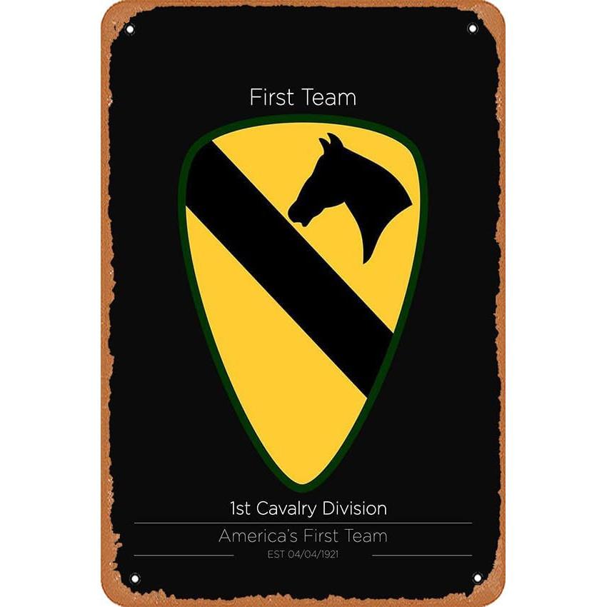 

1st Cavalry Division Military Unit Retro Vintage Metal Tin Sign Boho Style Iron Wall Hanging Decor Multipurpose No Elect 20x30cm