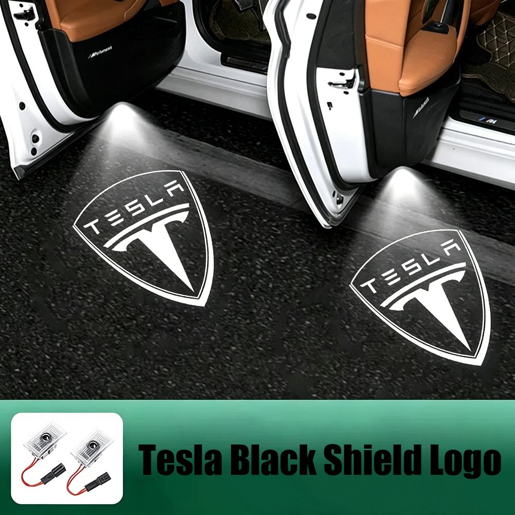 ALA1 2Pcs Car Door Projector Lamps Welcome Lights Accessories For Tesla Model 3 Model S Model X Model Y Cybertruck Roadster/Valve Cap