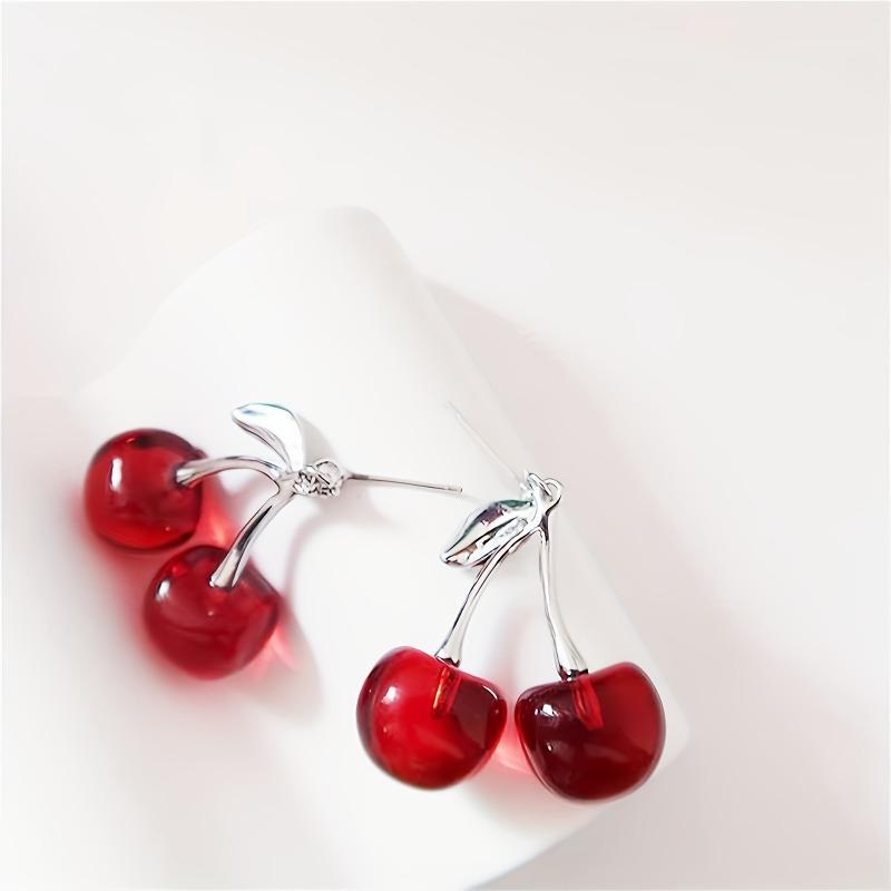 Red Cherry Charm Pendant Choker Y2K Fruit Necklace Bracelets Earrings Chains For Women Summer For Dancing Party Jewelry