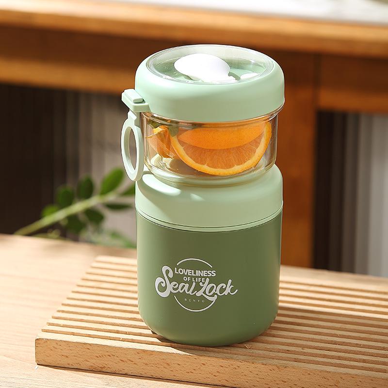 

Large Capacity 304 Stainless Steel Insulated Cup with Lid & Spoon for Breakfast, Oatmeal, Milk, Perfect for Students & Office Workers.
