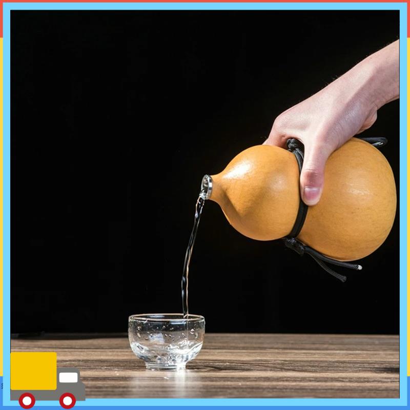 Versatile-Gourd Wine Flask Outdoor Water Bottle With Tassel Rope Outdoor Portable Water Bottle With Stopper Flagon Kettle Chines