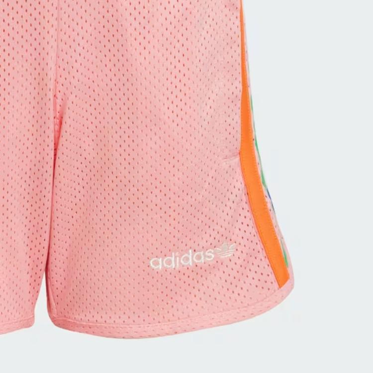 adidas Originals Casual Sports Set T-Shirt Set 3-Stripes Shorts Comfortable Fashion Simple Versatile 2-Piece Kids Sets White Pink JC5884