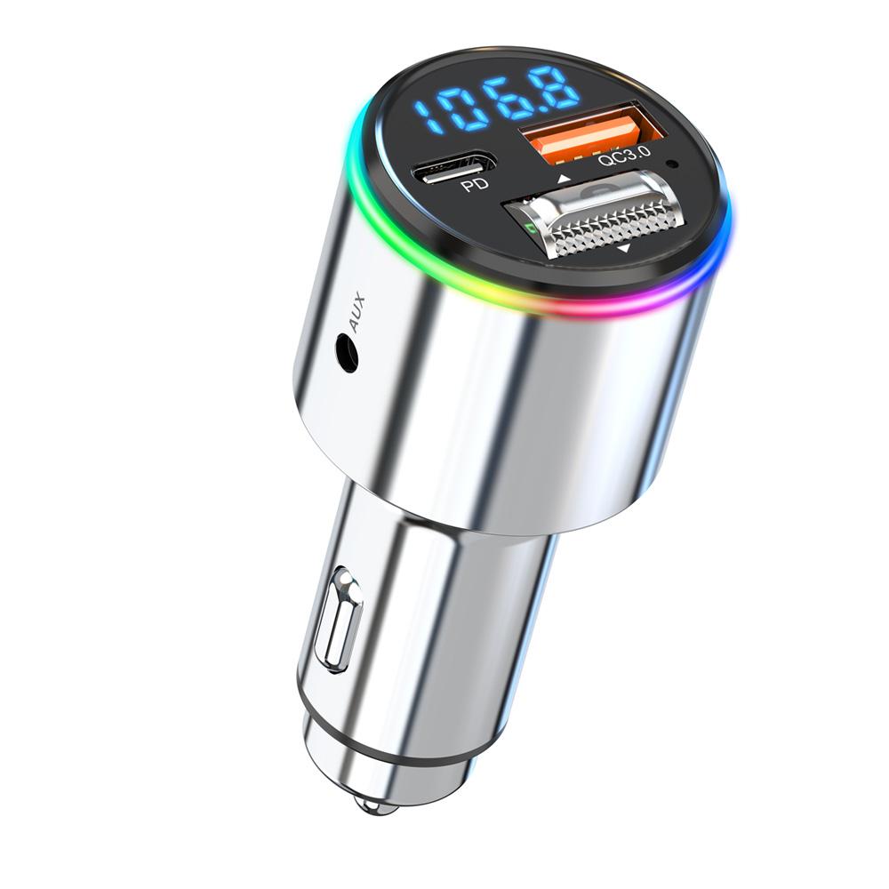 

Bluetooth FM-передатчик Handsfree автомобильный MP3-плеер стерео автомобильный FM-модулятор PD30W быстрая зарядка QC3.0 AUX-плеер RGB-подсветка белый