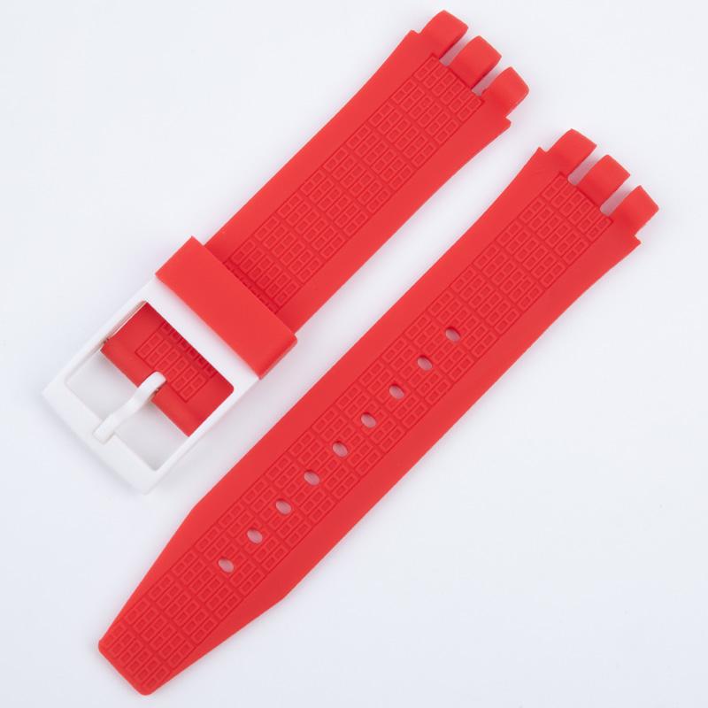Concave Mouth 24x22mm Soft Silicone Rubber Colorful Watch Band Accessories For Swatch Strap For IRONY SCUBA 200 Belt Pin Buckle