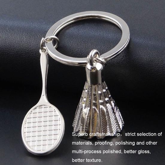 Llavero con raqueta de bádminton, colgante a prueba de golpes, aleación de Zinc, colgante de llave deportiva de imitación para coche