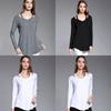 Simple Solid Color Off Shoulder Design Women Long Sleeved Top For Fall Comfort