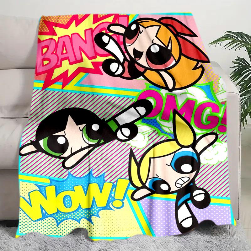 1PC The Powerpuff Girls printed blanket, all season lightweight home office outdoor nap multifunctional blanket A13