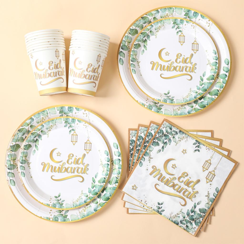Eid Mubarak Tableware Set Ramadan Decoration For Home 2025 Ramadan Kareem Eid Al Adha Gifts Islamic Muslim Party Decoration