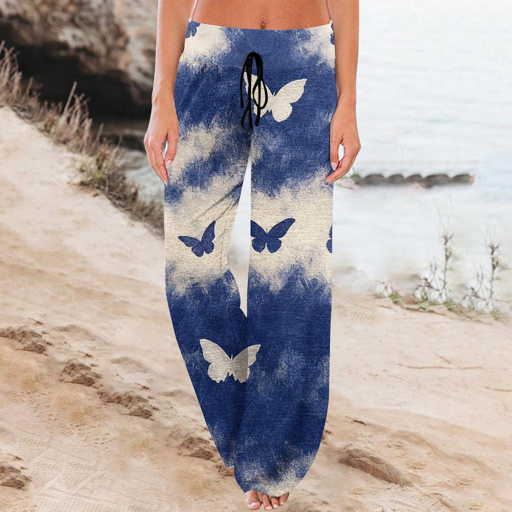 Women's Fashion Loose-Fit Drawstring Elastic Waist Casual Printed Pants