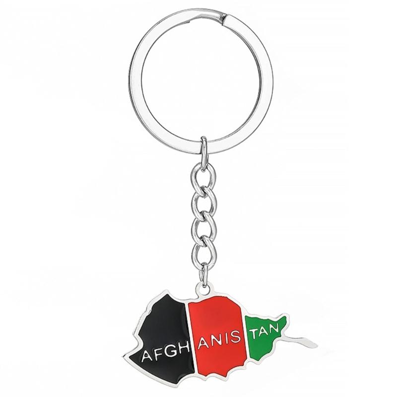 Handmade Afghanistan Map Keychain Ornament Car Keyring Backpack Handbag Keyring серебряный