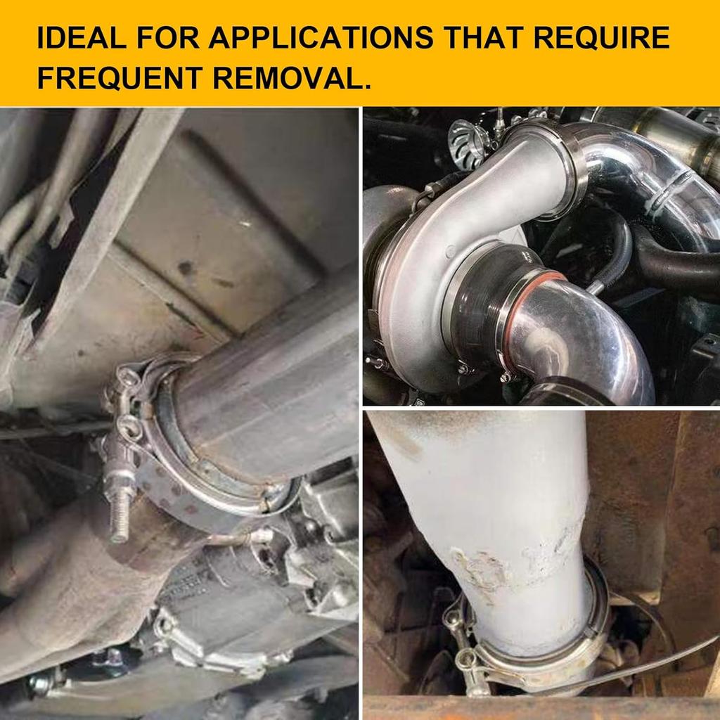 TIROL 2.5 V Band Clamp Quick Release 2.5 Inch Exhaust Clamp with Exhaust Flange Male Female Stainless Steel for Turbo Downpipes