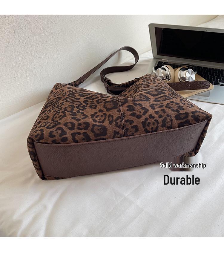 Damen Umhängetasche mit Leopardenmuster - Große Kapazität, vielseitig, strukturierte Schultertasche für Arbeit und Pendeln