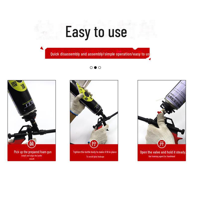 Metal Foam Glue Gun for Doors and Windows, Extended Nozzle, No-cleaning, Special Design for Polyurethane Sealant.