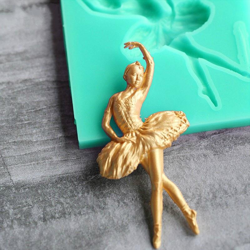 New Ballet Girl Dance Shape Silicone Cake Decorating Molds Lace Chocolate Cake Mould for Party Wedding