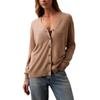 Soft Comfortable Solid Color Drop Shoulder Long Sleeve Cashmere Sweater Women Sweater Light-Brown 40WL361-200