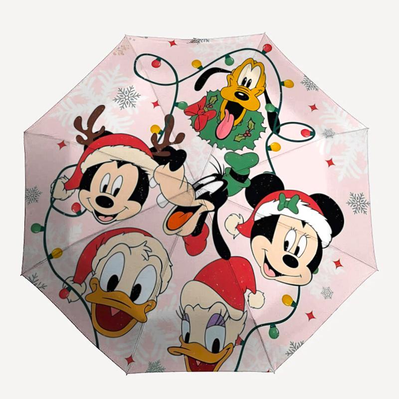 1pc Mickey Mouse & Friends Christmas Holiday Lights String Decoration with Santa Hats Automatic Opening Umbrella - Festive Outdoor Decor for