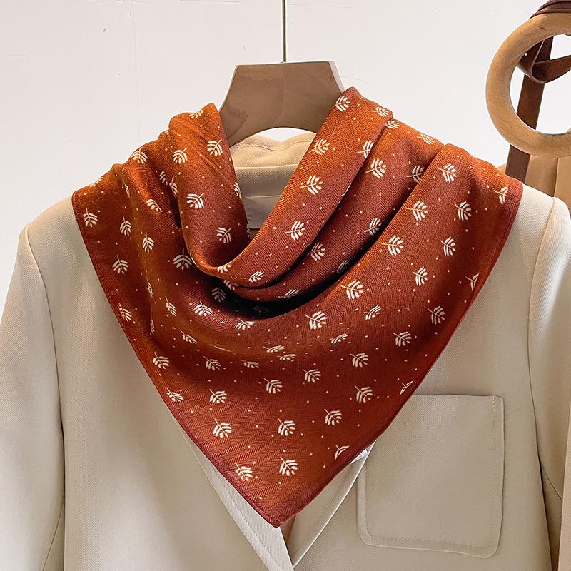 Orange Cashew Flower Cotton and Linen Hair Scarf  Small Square Scarf  Women's Thin Scarf  Linen Headscarf  Versatile Shirt