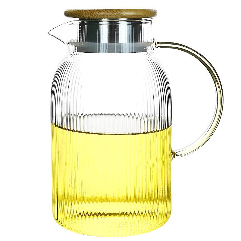 Creative Glass Vertical Pattern Cold Water Kettle Set To Heat The Living Room Coffee Table Juice Drink Kettle Large Capacity Glass Kettle