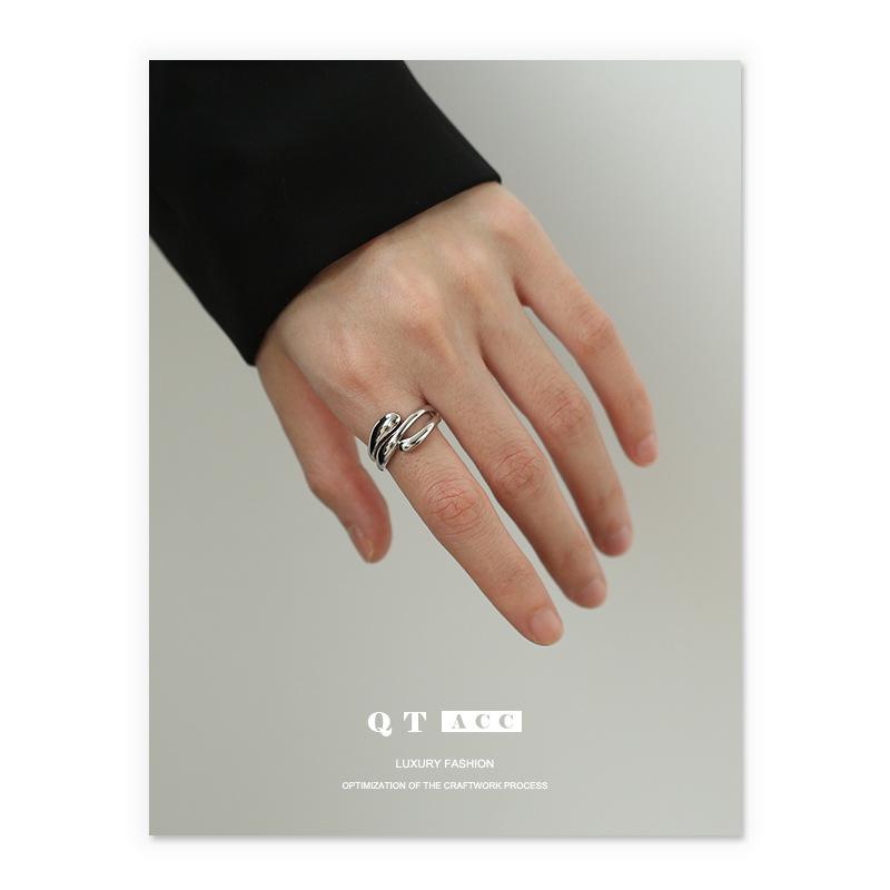 

Geometric White Gold Brass-Plated Open Ring for Women Size 6 белого золота