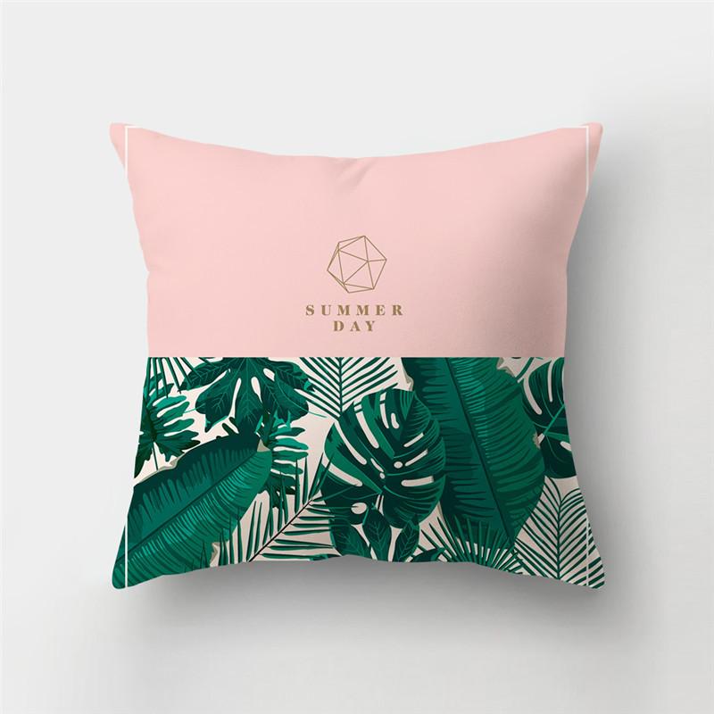 Fresh Summer Leaves Tropical Plants Square Cushion Cover Home Living Room Sofa Bedroom Decoration Pillow Cover