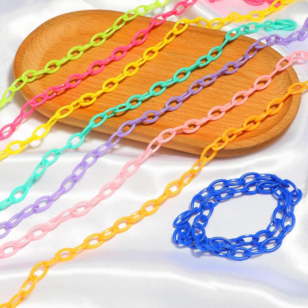 4pcs 40cm Bright Color Acrylic Fashion Link Sunglasses Chain Beads For DIY Jewelry Making Sunglasses Accessories