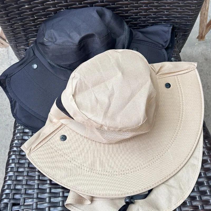 Summer Sun Hats UV Protection Outdoor Hunting Fishing Cap for Men Women Hiking Camping Visor Bucket Hat Neck Flap Fisherman Hat