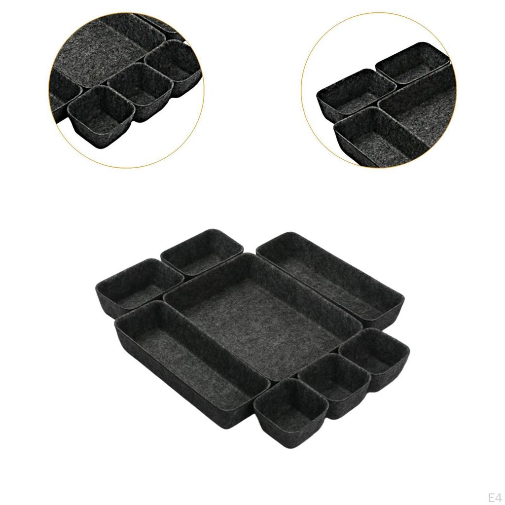 Felt Drawer Organizer Tray 8 Grids Multifunctional Simple Separator Storage Box for Shelf Cabinets