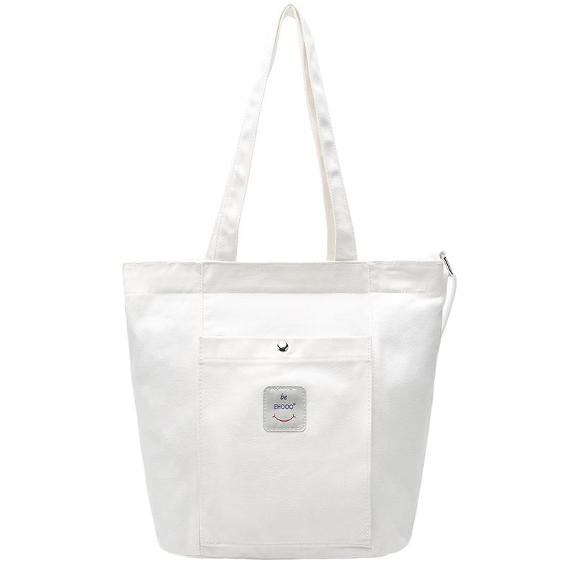 

Canvas bag lady Korean lazy style ins style book bag large capacity bag commuter shoulder bag in stock білий