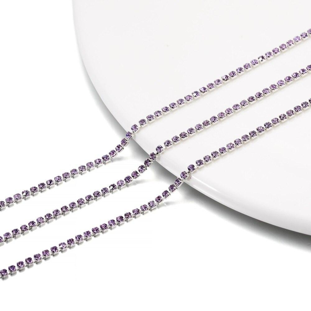 

1-метровий ланцюжок зі стразами, срібна основа, скляні стрази, барвисті оздоблювальні ланцюжки для чашок для намиста своїми руками, аксесуари для виготовлення прикрас