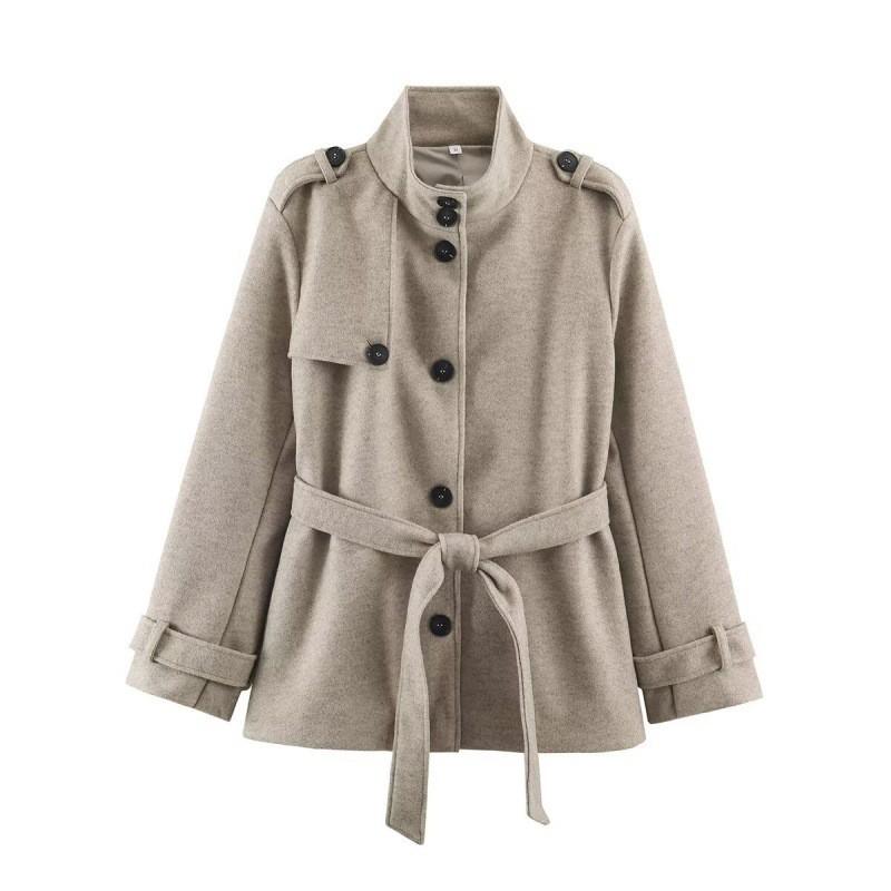 Womens Wool Blend Trench Coat With