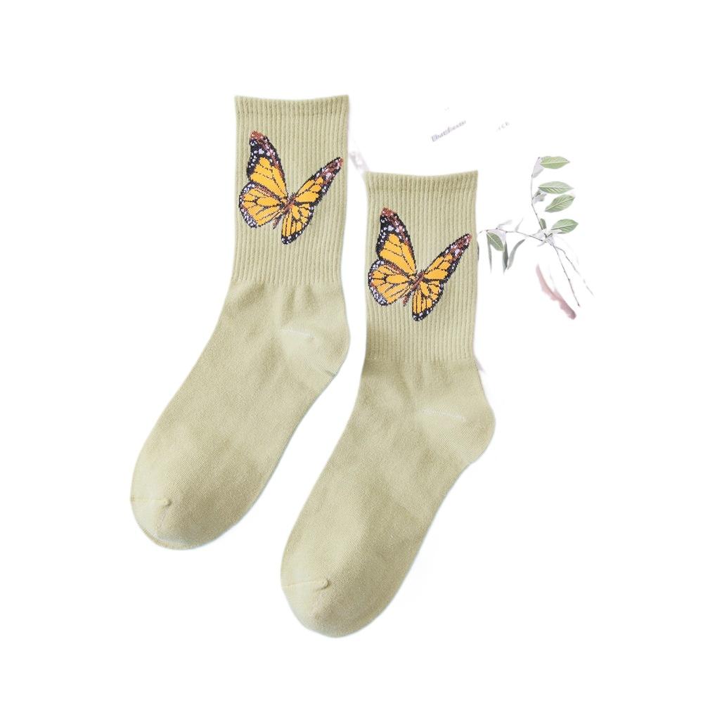 Ladies' Butterfly Printed Socks - Soft, Comfortable, and Trendy Candy Colors  Fashionable Street and Sports Socks, Suitable for All Seasons