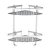 Modern Polished Dual Aluminum Corner Shower Caddy Stainless Steel Shelf No Drilling Wall Mounted Adhesive Bathroom Organizer