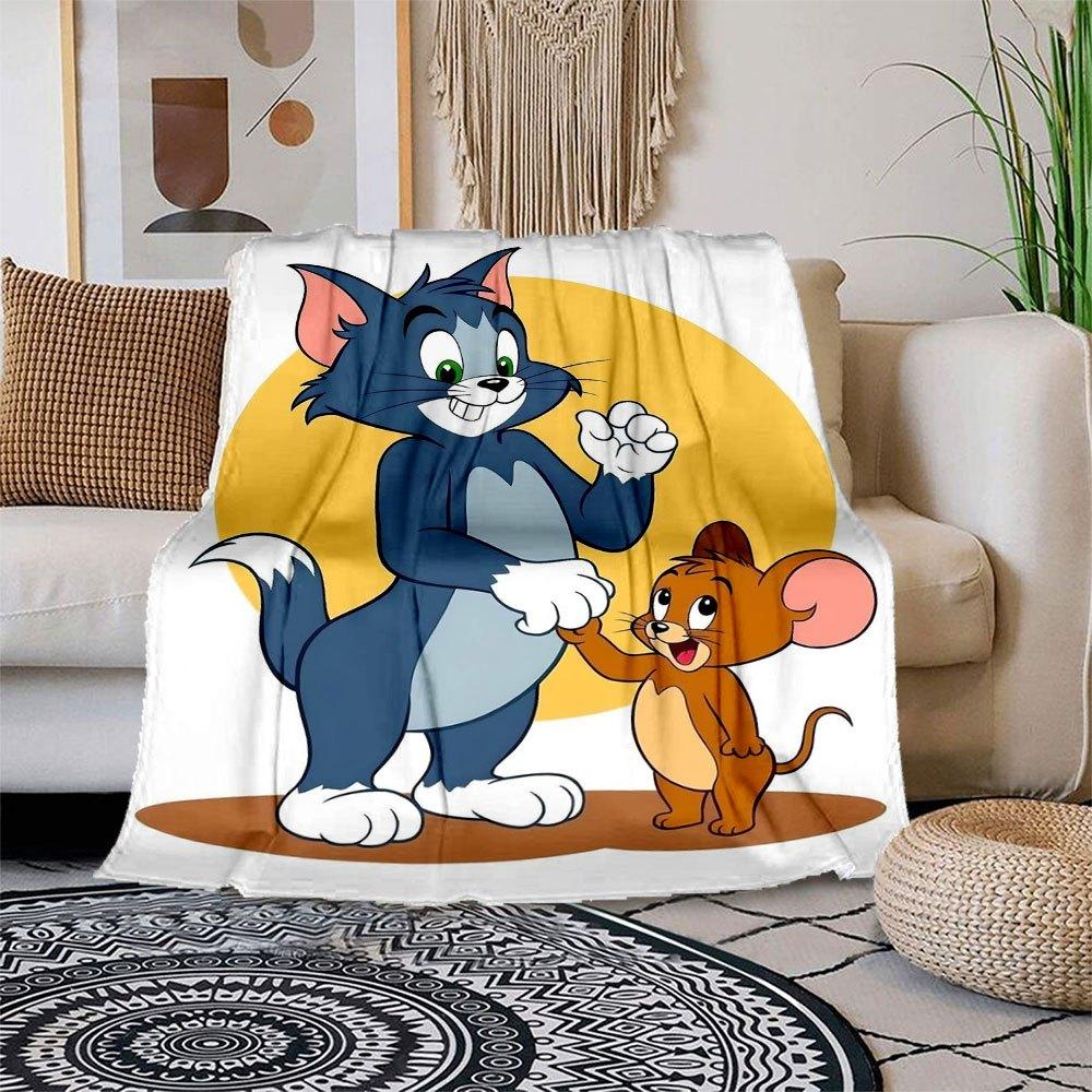 Tom & Jerry Adventure: Classic Cartoon Characters Merchandise Blanket Flannel Throw Blanket for Sofa, Bed, Travel, Camping, Office 100x150cm