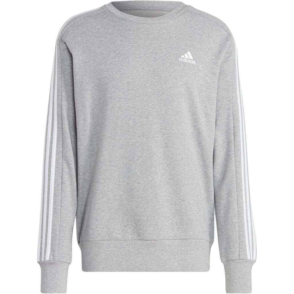 Adidas Essentials French Terry 3-Stripes Sweatshirt Medium Grey Heather Men Streetwear IC9319