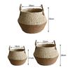Straw Weaving Flower Pot With Double Handle Stylish Sturdy Decorative Props Garden Accessories