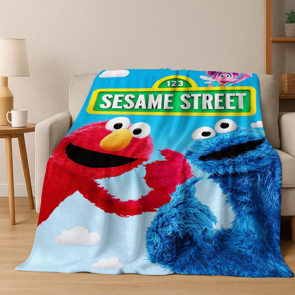 3D S-Sesame Cartoon Art Flannel Blanket,Cozy Soft Throw Blanket for Home Bedroom Bed Sofa Picnic Office Cover Gift Kids