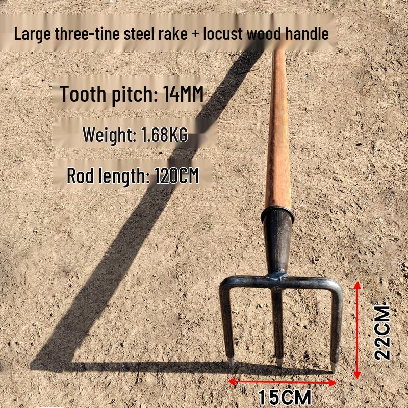 Multi-Tooth Steel Rake for Clamming, Soil Cultivation, Sweet Potato & Peanut Digging, Weeding, and Household Use