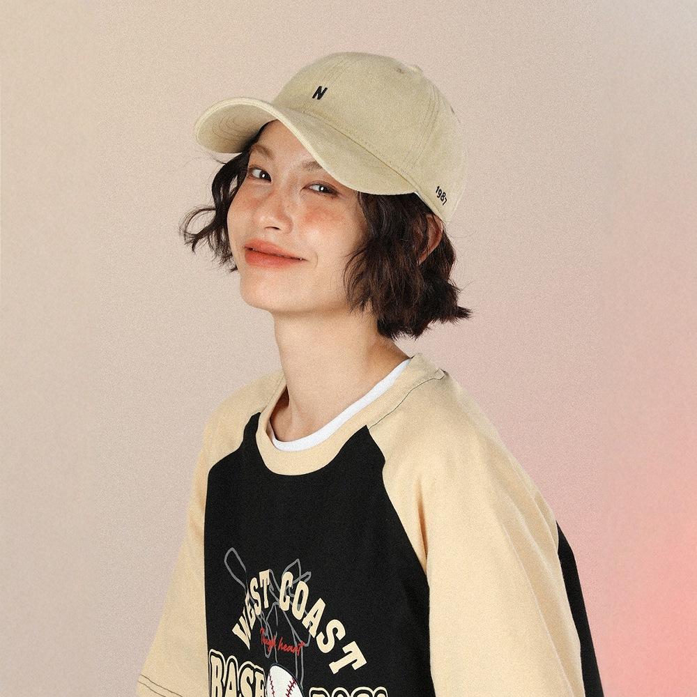 N-letter Embroidered Duckbill Cap for Sun Protection and Small Face, Versatile Soft Top Baseball Cap for Men and Women