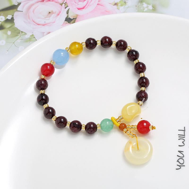 

Браслет из натурального кристалла Аквамарин клубничный кварц лунный камень женский универсальный Мори ретро ручное украшение