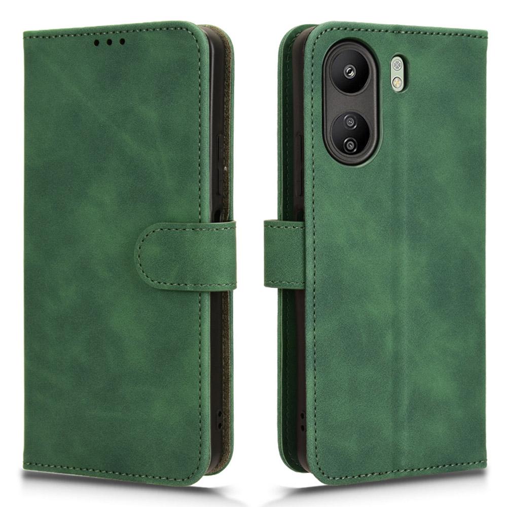 

For Xiaomi Redmi 13C 4G/Poco C65 4G Case Skin-touch Wallet Leather Cover Green
