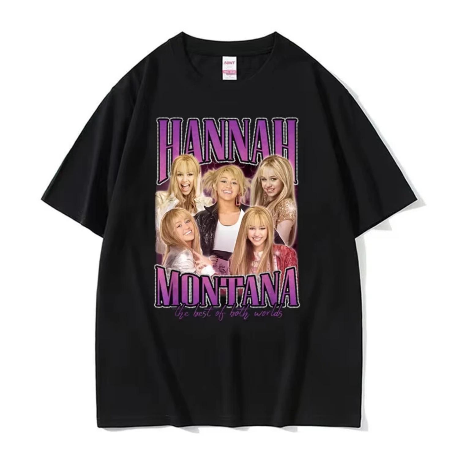 

Miley Cyrus Hannah Montana Hip Hop Retro Style Graphic T Shirts Men Women s Clothing Gothic Oversized Loose Short Sleeve T-shirt S чёрный
