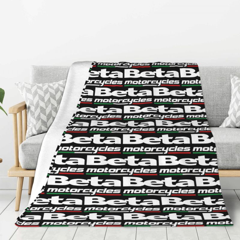 Custom Betas Motorcycles Racing Logo Blankets Warm Flannel Throw Blanket for Bedding Couch Quilt 130x150cm